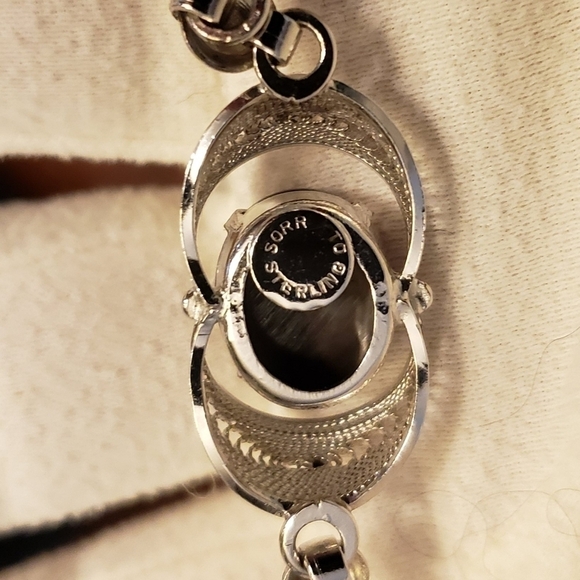 VINTAGE 50s Sorrento Sterling & Hematite 16" Necklace & Screw Post Earring Set - Picture 5 of 15